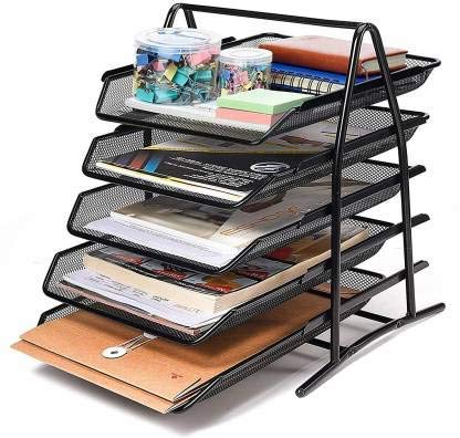 SUKHAD 5-Tier Metal File/Documents/Letters/A4 Size Files Rack, 14.56 X 11.02 X 13.77 Inch, Black - Image 2
