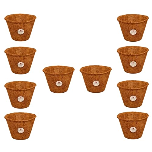 cocogarden Natural Coco Coir Pots Planters for Plants (6 inch, Pack of 10) - Image 1