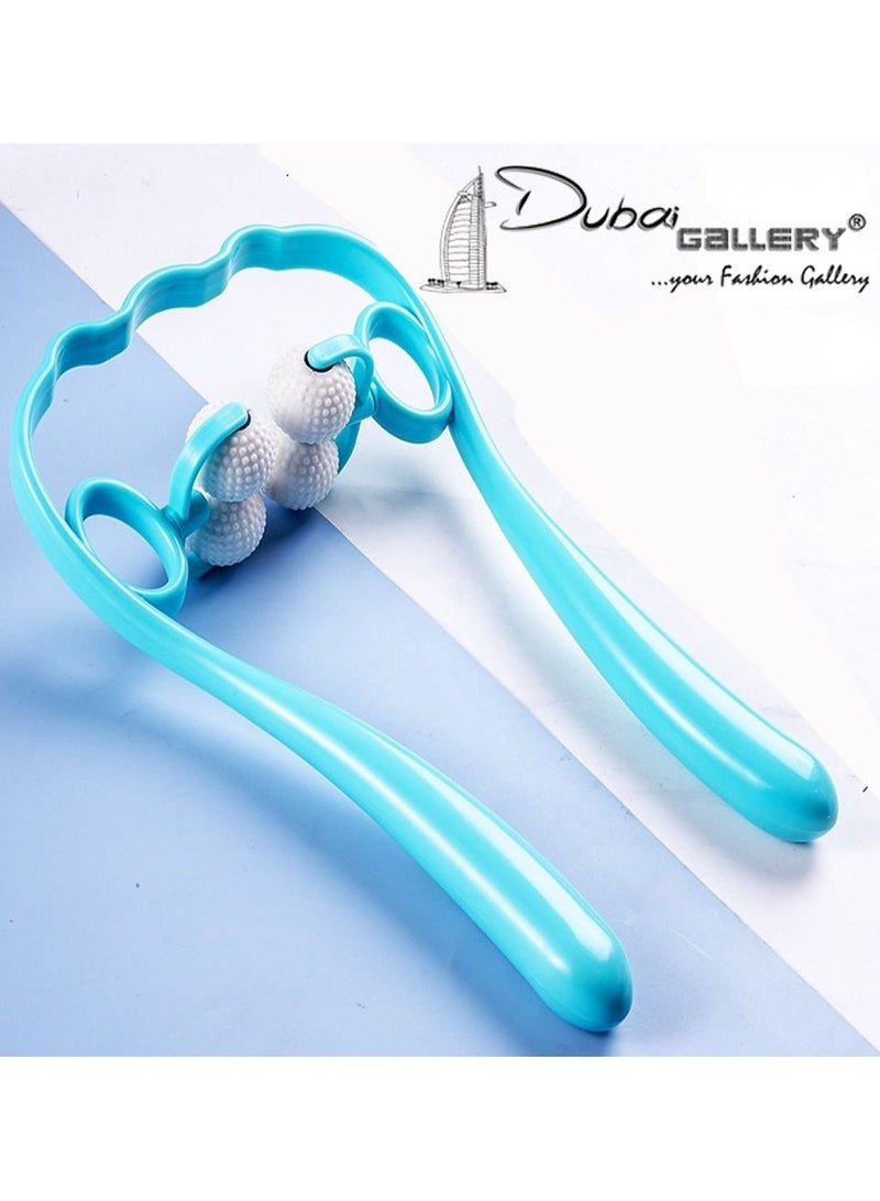 DubaiGallery Cervical Spine Massager Swan Shape 4-wheel Neck Massager Roller Pressing Manual Massage Cervical Spine Health Care Blue - Image 1