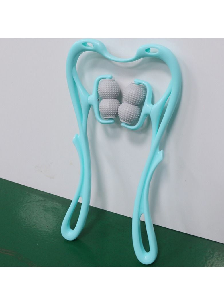 DubaiGallery Cervical Spine Massager Swan Shape 4-wheel Neck Massager Roller Pressing Manual Massage Cervical Spine Health Care Blue - Image 2