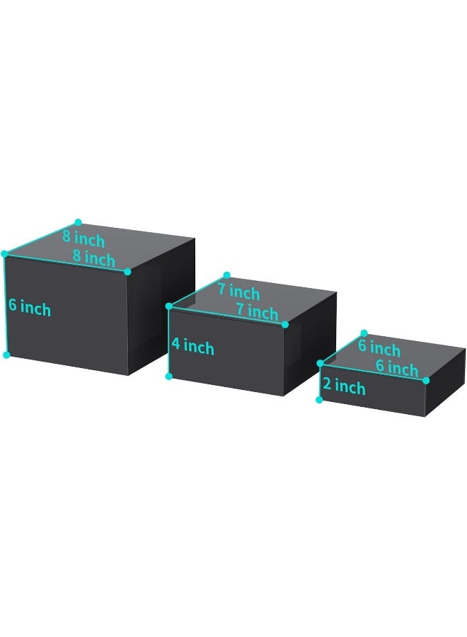 TPGP Buffet Risers, Food Risers For Buffet Table, Display Stand Shelf For Catering Dessert Collectibles Figures, Acrylic Cube Display Nesting Risers With Hollow Bottoms, 6Pcs 6''X7''X8'' (Black) - Image 3