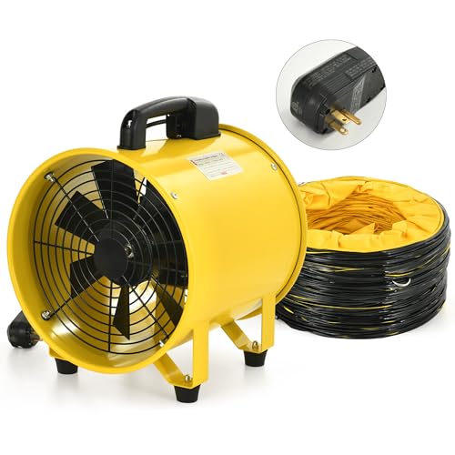 YITAHOME Two Speed Exhaust Fan 12 Inch, Utility Blower Extractor Fan with GFCI Plug Automatic Power-off Protection, Portable Ventilation Fans with 16FT Ventilator Duct Hose - Image 1