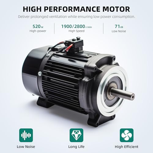YITAHOME Two Speed Exhaust Fan 12 Inch, Utility Blower Extractor Fan with GFCI Plug Automatic Power-off Protection, Portable Ventilation Fans with 16FT Ventilator Duct Hose - Image 4