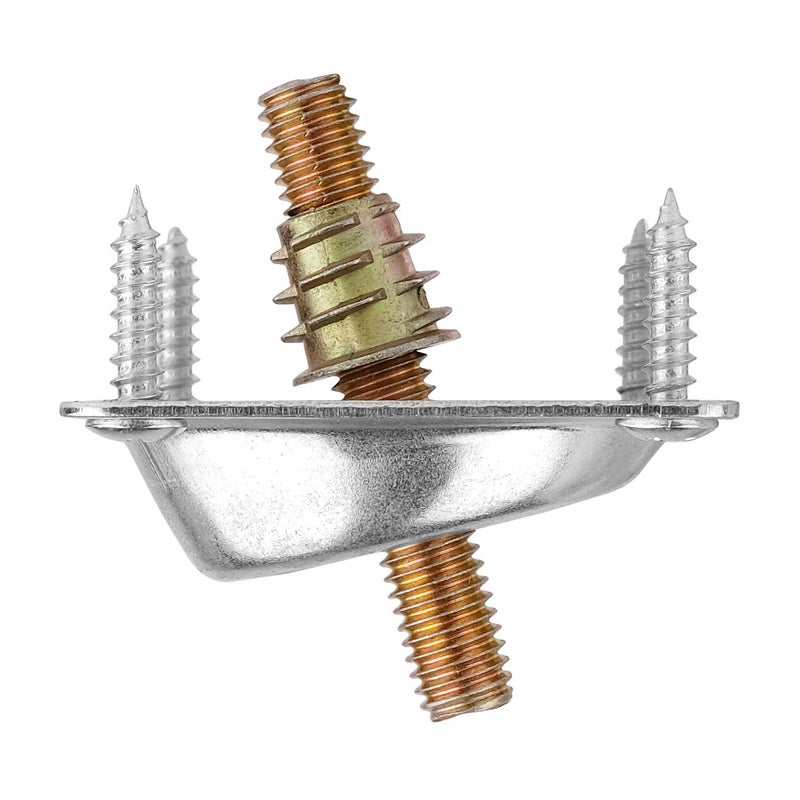 Anwenk أقراص تثبيت أرجل الأثاث بزاوية 14 درجة، أقراص تثبيت أرجل الطاولة، حوامل T-Plate M8، أرجل أريكة مع مسامير تعليق، محولات، براغي، مجموعة كاملة من 4 - Image 5