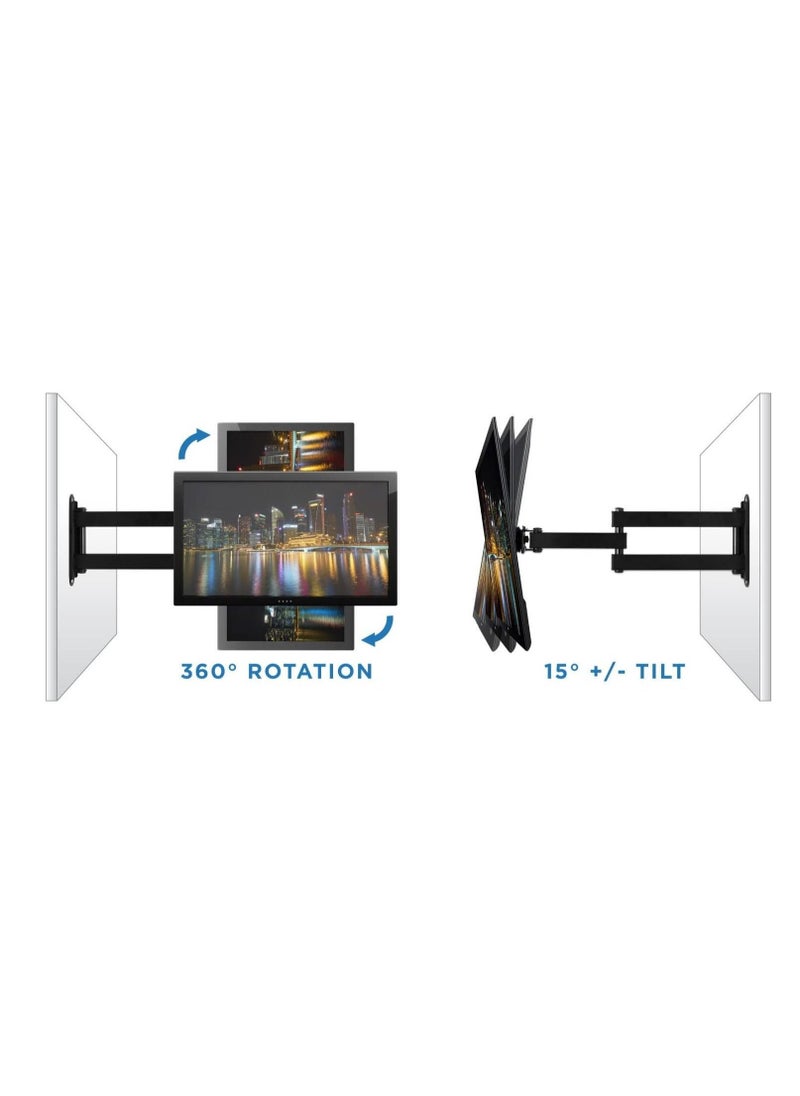 Beauenty - TV Wall Mount, Universal Fit for 19, 20, 24, 27, 32, 34, 37 and 40 Inch TVs and Computer Monitors, Full Motion Tilt and Swivel 14” Extension Arm - Image 1