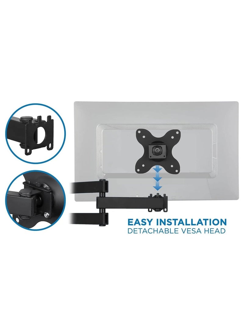 Beauenty - TV Wall Mount, Universal Fit for 19, 20, 24, 27, 32, 34, 37 and 40 Inch TVs and Computer Monitors, Full Motion Tilt and Swivel 14” Extension Arm - Image 1