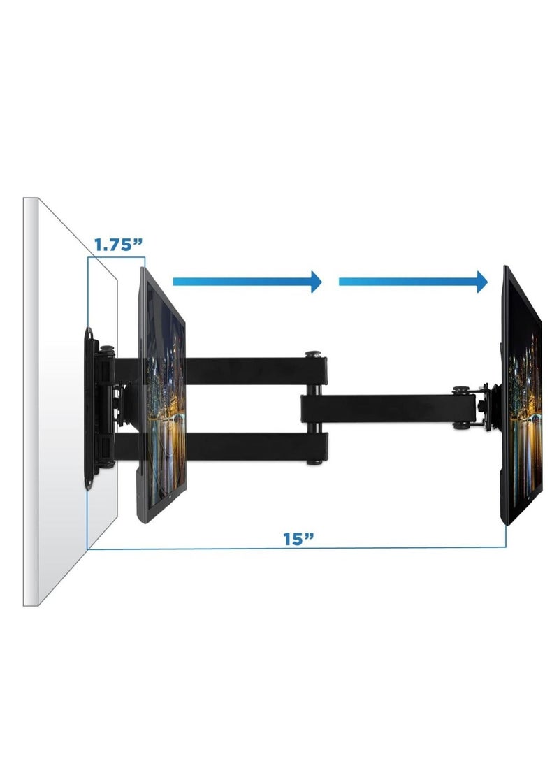 Beauenty - TV Wall Mount, Universal Fit for 19, 20, 24, 27, 32, 34, 37 and 40 Inch TVs and Computer Monitors, Full Motion Tilt and Swivel 14” Extension Arm - Image 1