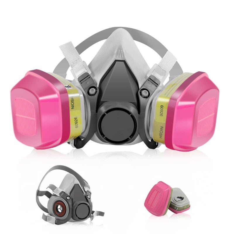 Reusable Respirator Mask: Elastomeric Ash + Powder Mask - With 2 60926 Filter Boxes For Comprehensive Protection For Construction, Painting, Woodworking & Chemical Work - Image 1
