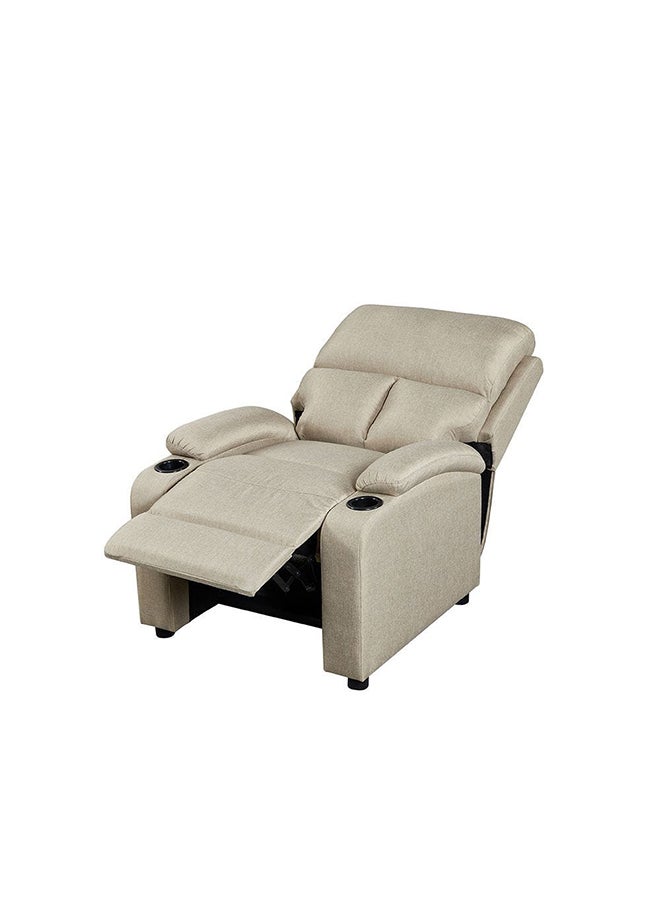 DANUBE HOME Mystic 1 Seater Fabric Pushback Recliner With Cup Holder Relaxing Chair Modern Design One Seat Sofas Comfortable Living Room Furniture L 83 x W 93 x H 103 cm Khaki  - Image 4