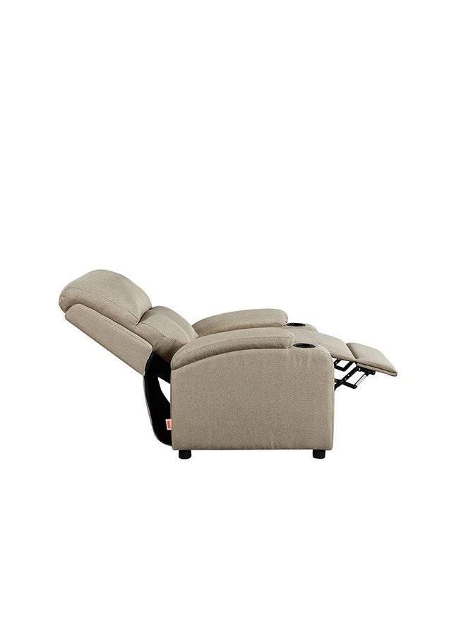 DANUBE HOME Mystic 1 Seater Fabric Pushback Recliner With Cup Holder Relaxing Chair Modern Design One Seat Sofas Comfortable Living Room Furniture L 83 x W 93 x H 103 cm Khaki  - Image 5