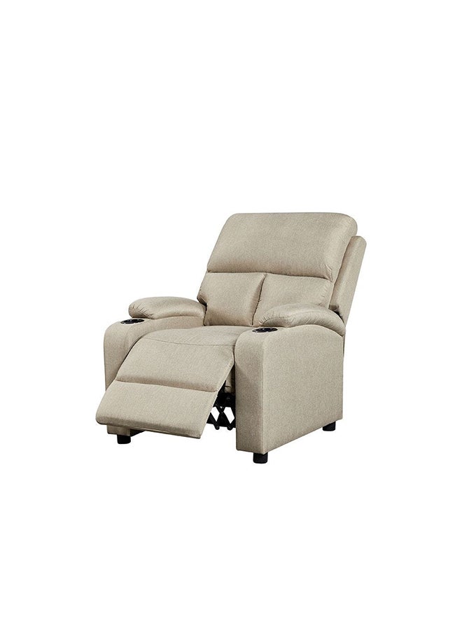 DANUBE HOME Mystic 1 Seater Fabric Pushback Recliner With Cup Holder Relaxing Chair Modern Design One Seat Sofas Comfortable Living Room Furniture L 83 x W 93 x H 103 cm Khaki  - Image 3