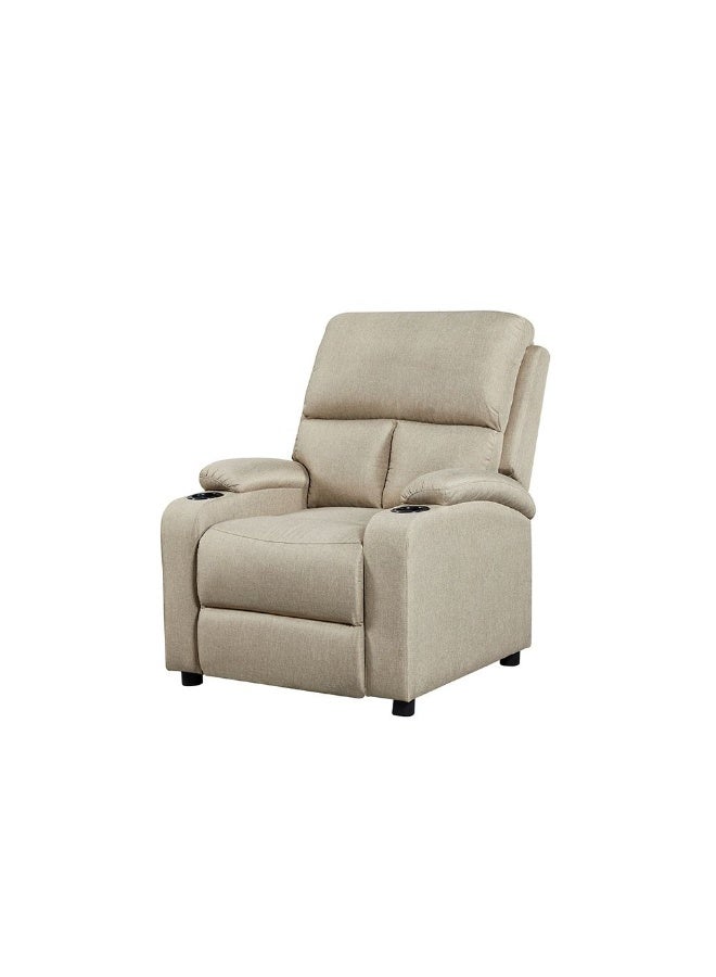 DANUBE HOME Mystic 1 Seater Fabric Pushback Recliner With Cup Holder | Accent Chair I Modern Design One Seat Sofas | Comfortable Living Room Furniture L 83 x W 93 x H 103 cm - Khaki - Image 4