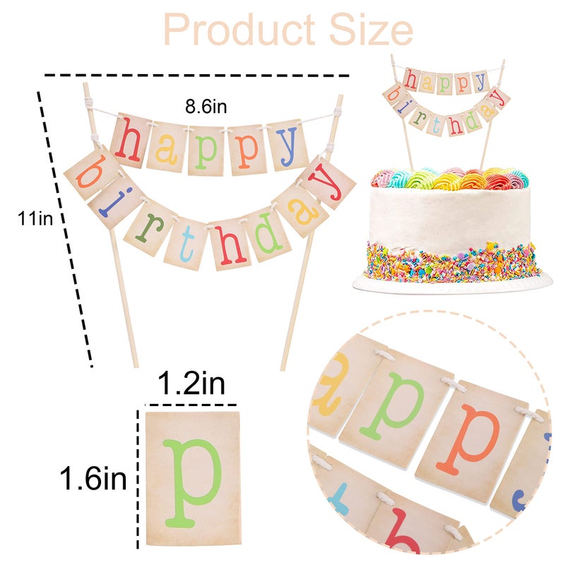 WAWOO Rainbow Happy Birthday Cake Topper - Personalized Rainbow Banner, 1st Birthday Decorations, Photo Prop, Baby Shower, Party Supplies - Image 5