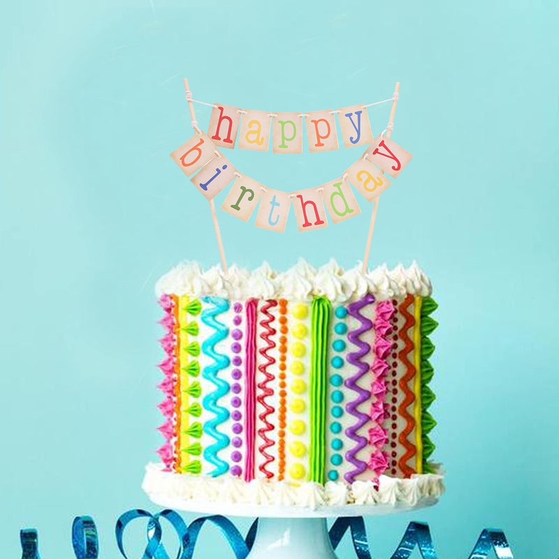 WAWOO Rainbow Happy Birthday Cake Topper - Personalized Rainbow Banner, 1st Birthday Decorations, Photo Prop, Baby Shower, Party Supplies - Image 3
