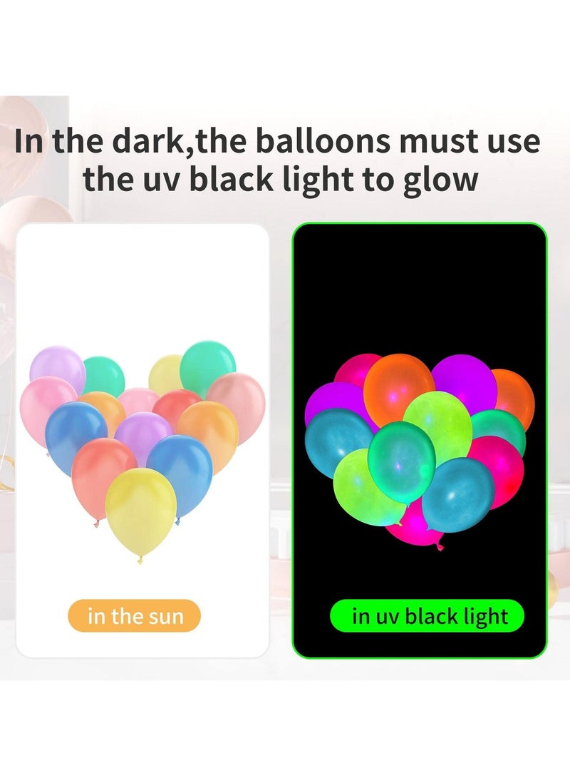 SOLARAE 300 Pcs UV Neon Balloons - Glow in the Dark Party Balloons for Birthdays, Weddings, and Blacklight Parties - Image 3