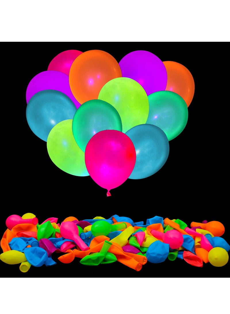 SOLARAE 300 Pcs UV Neon Balloons - Glow in the Dark Party Balloons for Birthdays, Weddings, and Blacklight Parties - Image 1