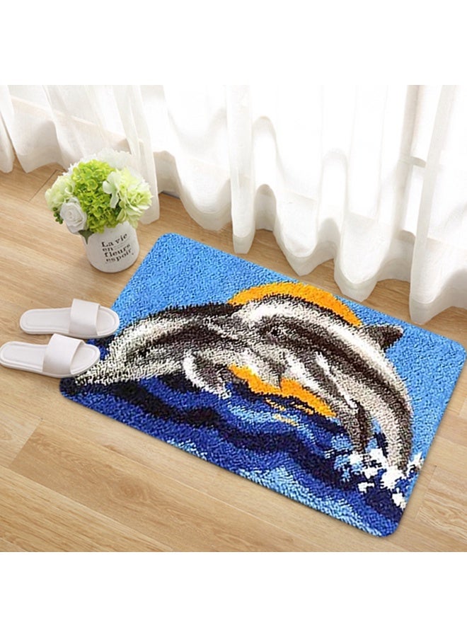 Embroidered rectangular mat, knitted door mat, carpet embroidery, entry door mat, hand embroidery DIY