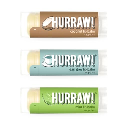 Hurraw! Coconut, Earl Grey, Mint Lip Balms, 3 Pack Bundle: Organic, Certified Vegan, Cruelty and Gluten Free. Non-GMO, 100% Natural Ingredients. Bee, Shea, Soy and Palm Free. Made in USA - Image 1