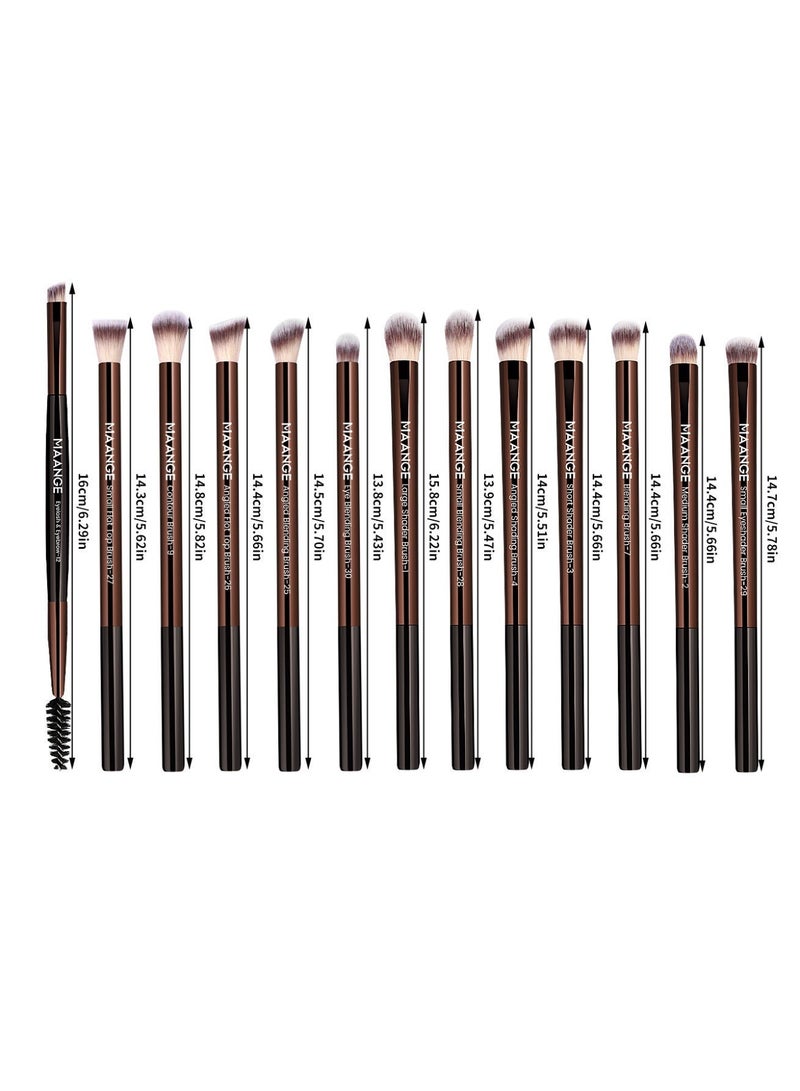 MAANGE Eye Makeup Brushes Set Professional 13pcs Brown Eyeshadow Brush Eyebrow Concealer Eyeliner Blending Brush for Makeup Premium Synthetic Eye Brush Set Brown - Image 5