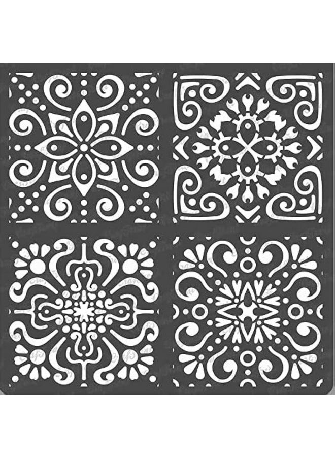 CrafTreat CrafTreat Moroccan Tile Stencils for Craft and Art - Moroccan Tiles - 6X6 Inches - Reusable DIY Stencils for Home Decoration - Moroccan Stencils for Wall Reusable Small - Moroccan Art Stencils  - Image 1