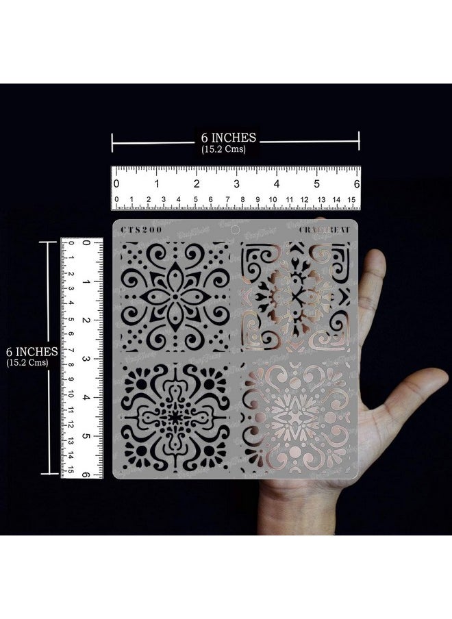 CrafTreat CrafTreat Moroccan Tile Stencils for Craft and Art - Moroccan Tiles - 6X6 Inches - Reusable DIY Stencils for Home Decoration - Moroccan Stencils for Wall Reusable Small - Moroccan Art Stencils  - Image 3
