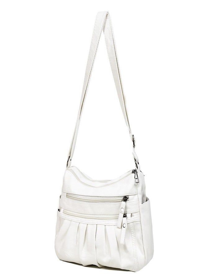 WITERY Crossbody Bag for Women - Soft PU Leather Multi-Pocket Shoulder Handbags Pocketbooks, Ladies Ruched Medium Crossbody Bag Hobo Tote for Shopping or Travel - Image 1