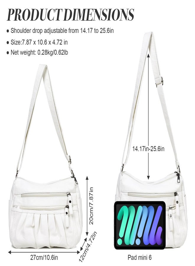 WITERY Crossbody Bag for Women - Soft PU Leather Multi-Pocket Shoulder Handbags Pocketbooks, Ladies Ruched Medium Crossbody Bag Hobo Tote for Shopping or Travel - Image 3
