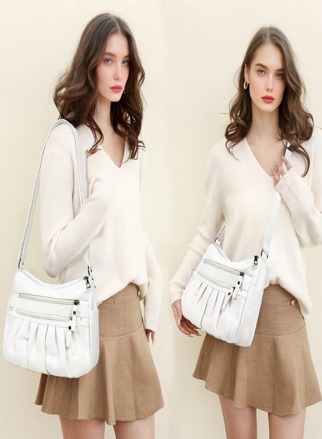 WITERY Crossbody Bag for Women - Soft PU Leather Multi-Pocket Shoulder Handbags Pocketbooks, Ladies Ruched Medium Crossbody Bag Hobo Tote for Shopping or Travel - Image 2