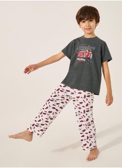 Styli Graphic Print T-Shirt and Pyjama Set  - Image 1