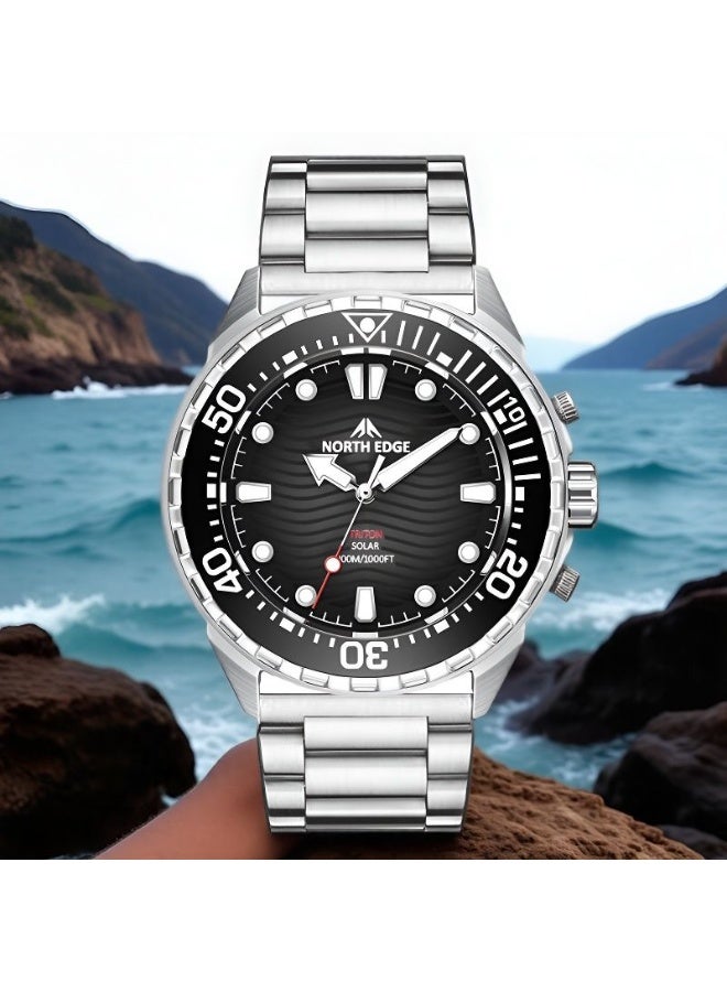 NORTH EDGE Kinetic-powered watch with 316 stainless steel case, water-resistant up to 300 meters, for men with extremely long battery life. - Image 1
