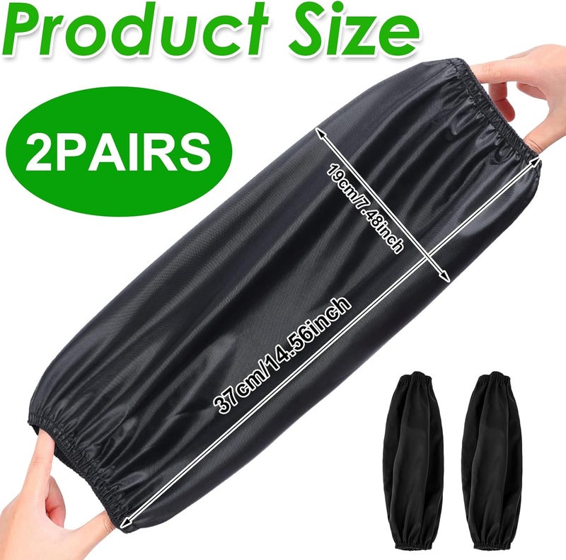 PVC Arm Sleeves: 4pcs Black Waterproof Oilproof - Adjustable Elastic Cuffs Reinforced Stitching - Durable Crack-Resistant Protective Sleeves for Home Kitchen Gardening Painting Cleaning Workshop - Image 3