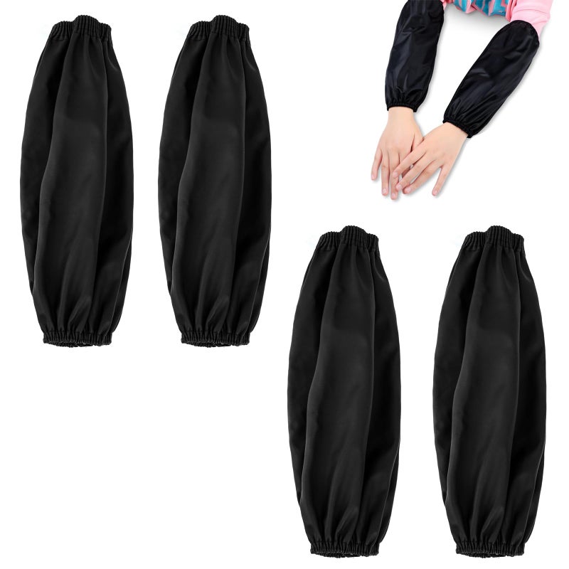 PVC Arm Sleeves: 4pcs Black Waterproof Oilproof - Adjustable Elastic Cuffs Reinforced Stitching - Durable Crack-Resistant Protective Sleeves for Home Kitchen Gardening Painting Cleaning Workshop - Image 1