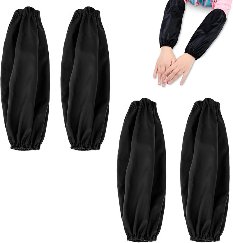 PVC Arm Sleeves: 4pcs Black Waterproof Oilproof - Adjustable Elastic Cuffs Reinforced Stitching - Durable Crack-Resistant Protective Sleeves for Home Kitchen Gardening Painting Cleaning Workshop - Image 2