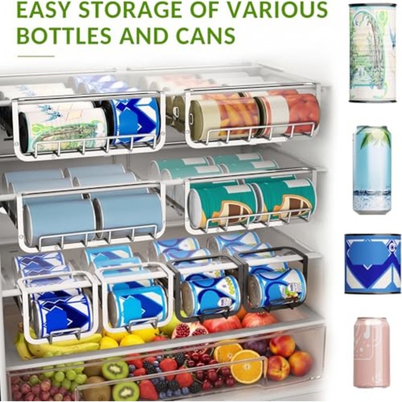 Refrigerator Hanging Soda Can Dispenser for Refrigerator Stainless Steel Double Row Fridge Drink Organizer Holds Up to 10 Cans of Soda Fits Fridges 34.5-50CM Depth - Image 4