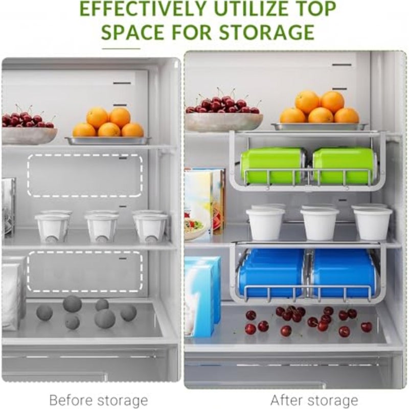 Refrigerator Hanging Soda Can Dispenser for Refrigerator Stainless Steel Double Row Fridge Drink Organizer Holds Up to 10 Cans of Soda Fits Fridges 34.5-50CM Depth - Image 5