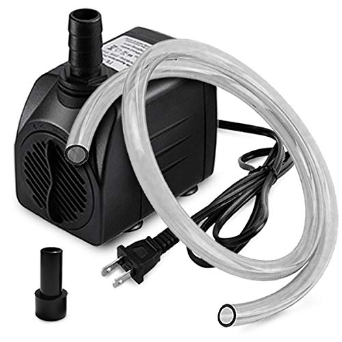 PULACO Small Fountain Pump, 160GPH Ultra Quiet Submersible Water Pump (600L/H, 10W) with 3.3 ft Tubing for Aquariums, Fish Tank, Pond Fountain, Statuary, Water Feature, Indoor Fountains - Image 1