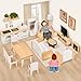 Toyssa Dollhouse Furniture Set 36PCS Beech Wood and Plastic Miniature Doll House Accessories with Modern 5 Rooms 4 Flexible Family Dolls Pretend Play Toys Birthday Gift for Toddlers 3 4 5 6 - Image 4