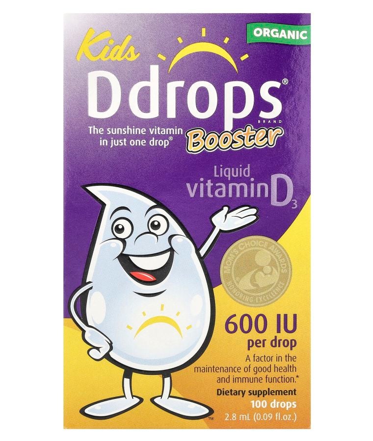 Ddrops Kids Booster Organic Liquid Vitamin D3 15 mcg (600 IU) 0.09 fl oz (2.8 ml)