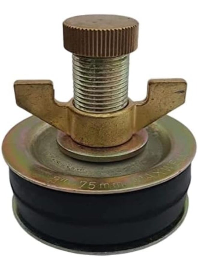 Biella Brass Cap Universal Drain Testing Plug For Air And Water Testing Of Drains And Sewers 75 Mm 3 Inch - Image 1