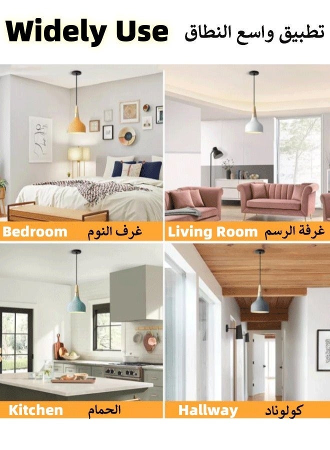 عربست مصابيح سقف معلقة، 3 قطع من مصابيح ديكور الثريا، مصابيح سقف معلقة مع أضواء ثلاثية الألوان، إضاءة داخلية، مصابيح معلقة مع سلك قابل للتعديل لغرفة المعيشة وغرفة النوم والمطبخ والمطعم والممر - Image 5