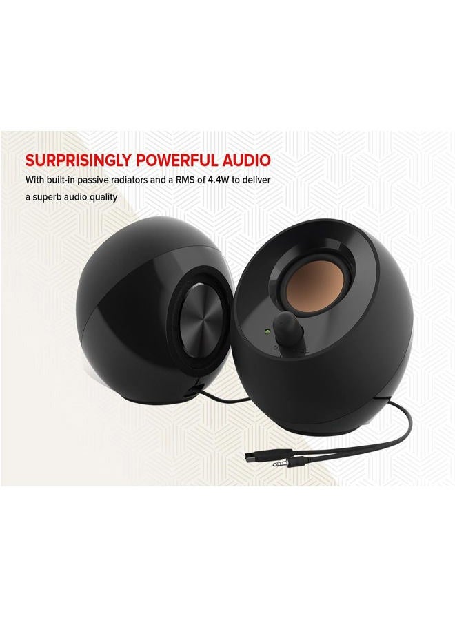 Creative Pebble 2.0 USB-Powered Desktop Speakers with Far-Field Drivers and Passive Radiators for Pcs and Laptops (Black) - Image 3