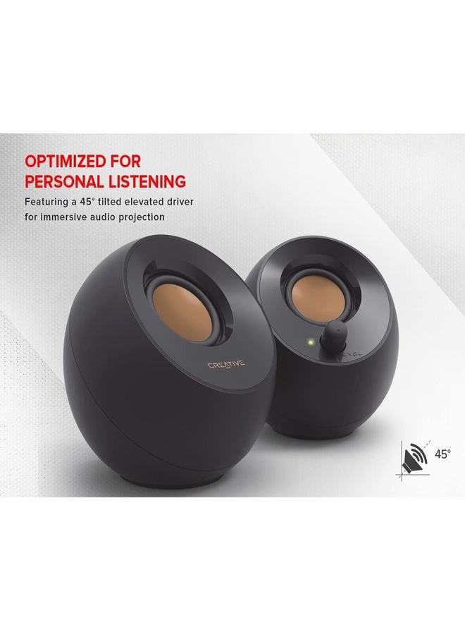 Creative Pebble 2.0 USB-Powered Desktop Speakers with Far-Field Drivers and Passive Radiators for Pcs and Laptops (Black) - Image 2