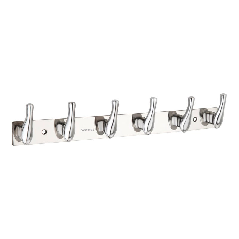 Sanmay Stainless Steel Fish-Type Cloth Hook Hanger | Wall Mounted Hook Rail | Towel Hooks | Wall Hanger | Khunti - 6 Leg - Image 4