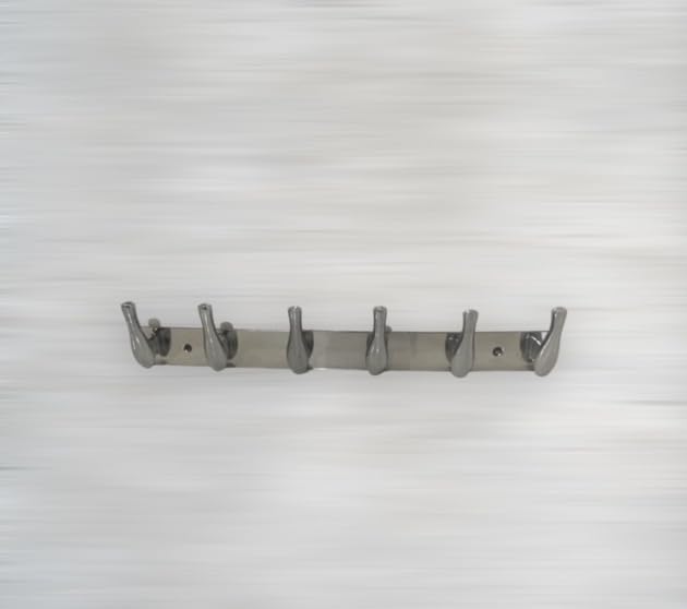 Sanmay Stainless Steel Fish-Type Cloth Hook Hanger | Wall Mounted Hook Rail | Towel Hooks | Wall Hanger | Khunti - 6 Leg - Image 2