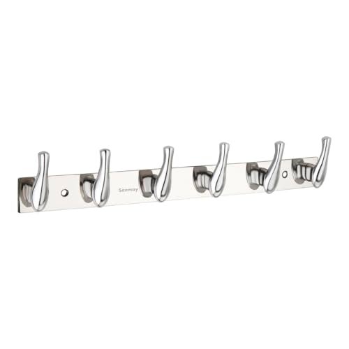 Sanmay Stainless Steel Fish-Type Cloth Hook Hanger | Wall Mounted Hook Rail | Towel Hooks | Wall Hanger | Khunti - 6 Leg - Image 1