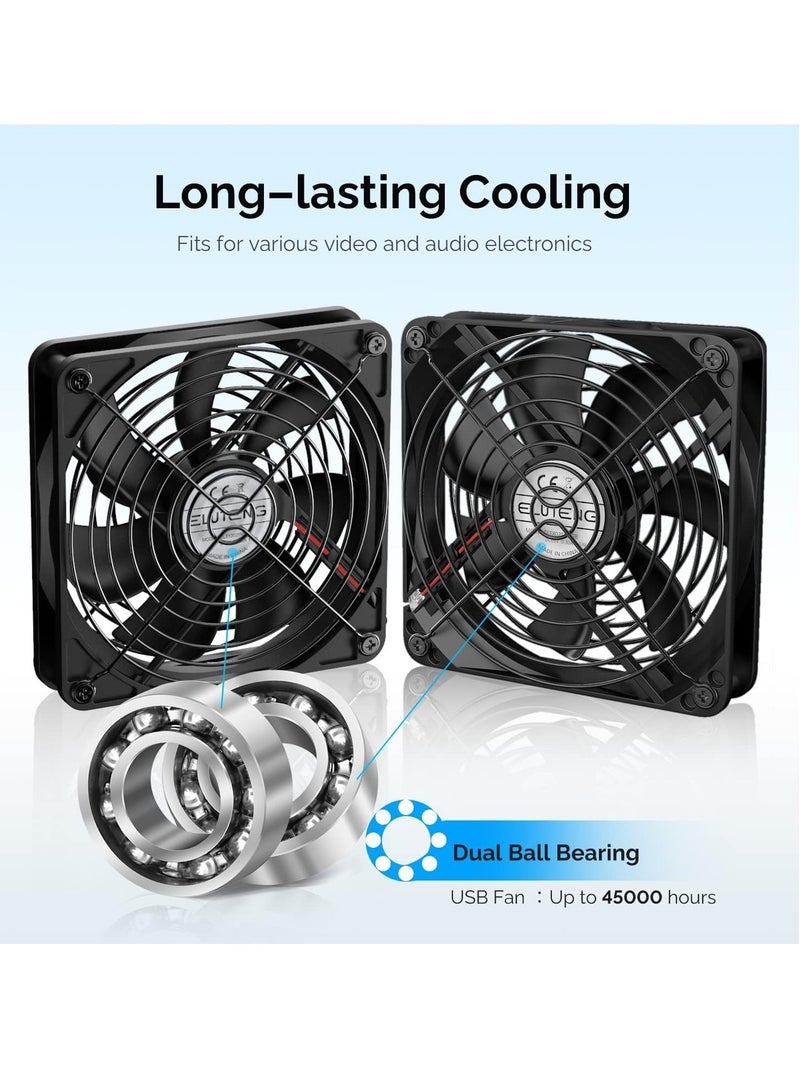 Excefore PC Fans 140mm 5V 2 In 1 Desk USB Cooling Fan 3-Degree Speed Switch Portable Home Office Fans Metal USB Powered Cooling Fan for Laptop/TV Box/AV cabint/PS4/Router - Image 2