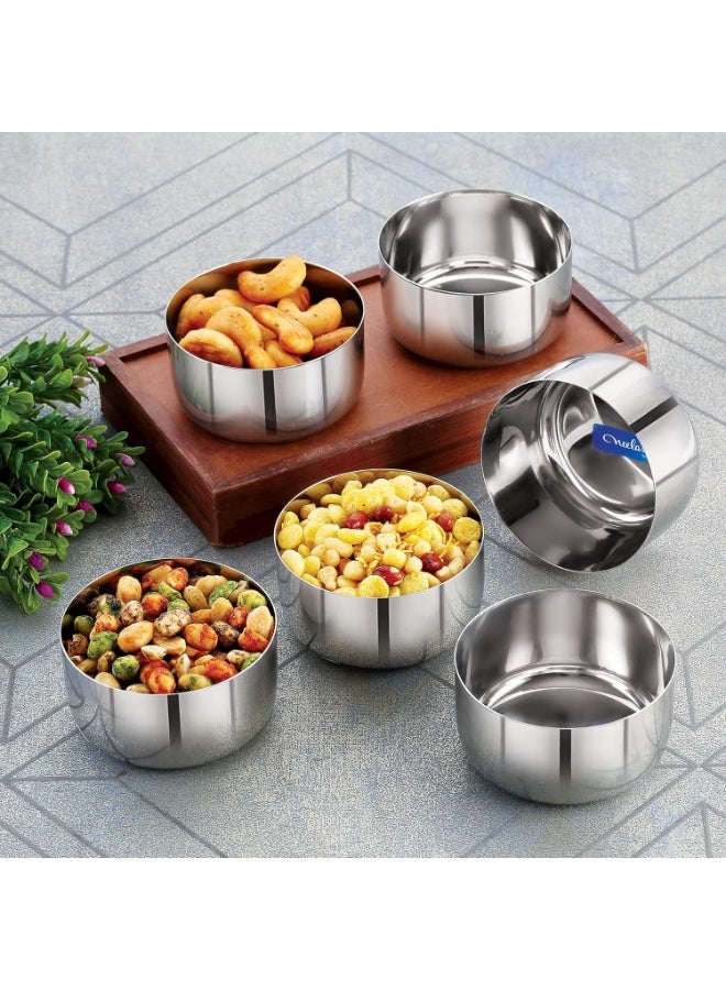neelam Stainless Steel 5, 22 Gauge Sadi 150 ml Vati, Set of 4, Dinner Bowl Katori Serving Vati, Durable Quality, Elegant, Perfect for Serving Snacks, Desserts, and Condiments,Sliver - Image 3