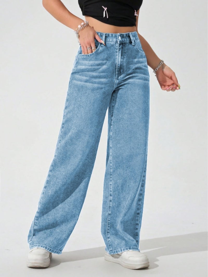 Ben Martin Baggy Jeans for Women || Women,s Loose Jean Pants || Oversized Jean's for Women's || Wide Leg Jean,s for Woman || Casual Jins for Woman's || Loose Jin Pant for Woman,s Light Blue 02 02-38 - Image 3