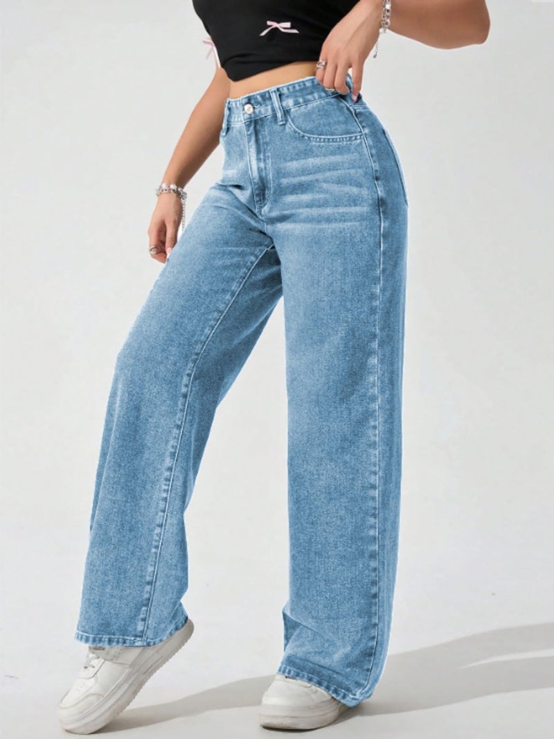 Ben Martin Baggy Jeans for Women || Women,s Loose Jean Pants || Oversized Jean's for Women's || Wide Leg Jean,s for Woman || Casual Jins for Woman's || Loose Jin Pant for Woman,s Light Blue 02 02-38 - Image 4