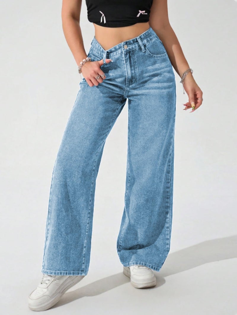Ben Martin Baggy Jeans for Women || Women,s Loose Jean Pants || Oversized Jean's for Women's || Wide Leg Jean,s for Woman || Casual Jins for Woman's || Loose Jin Pant for Woman,s Light Blue 02 02-38 - Image 5